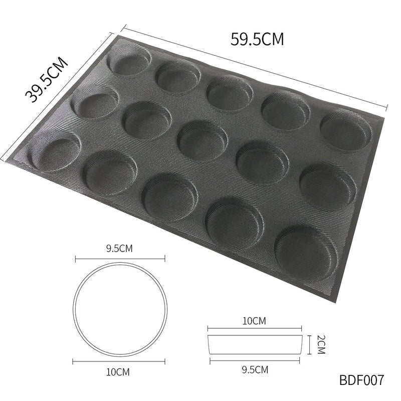 Bluedrop Silicone Hamburger Bread Forms Round Shape Bread Tray Silicone Perforated Silicone Bakery Molds Crusty Bread Bakeware